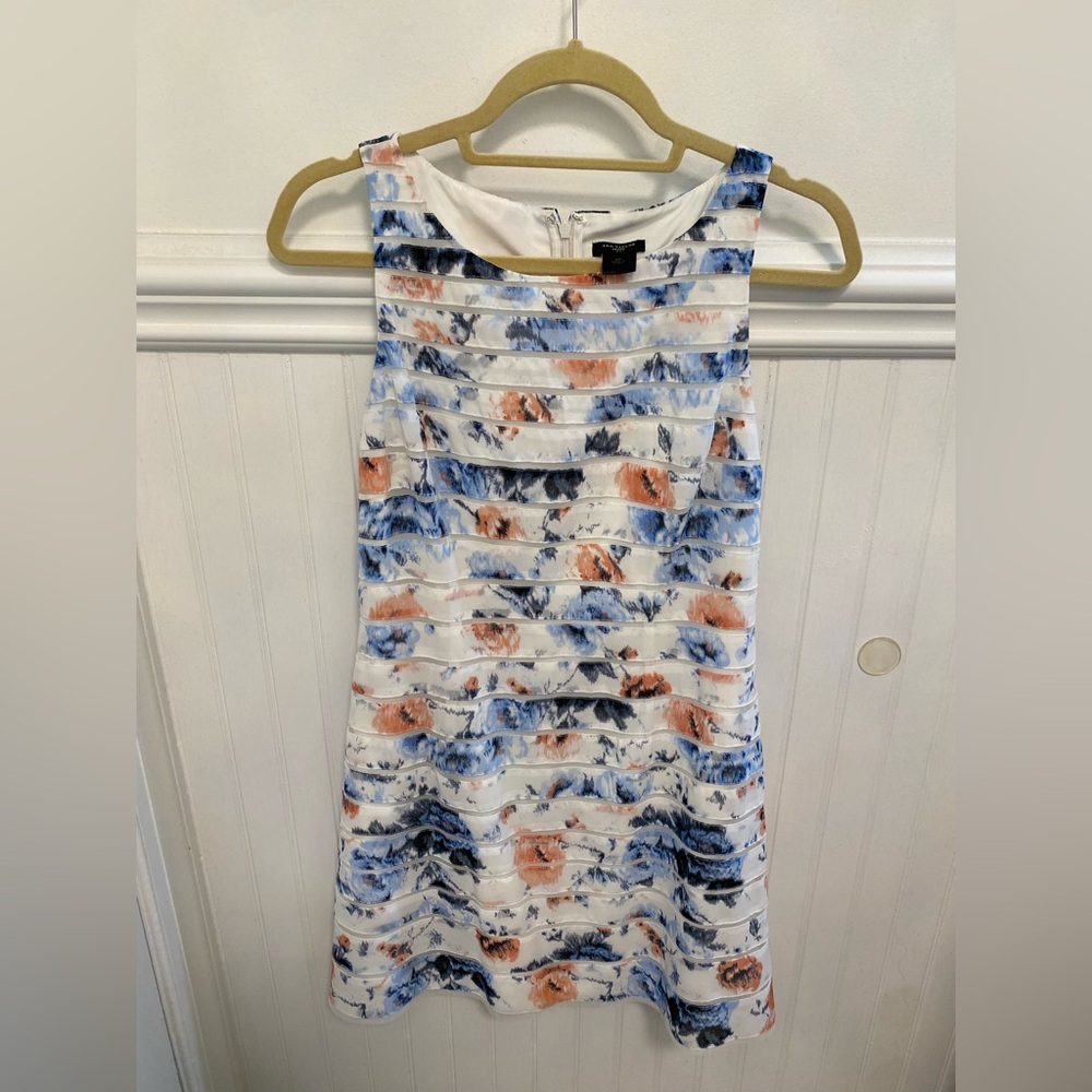 Ann Taylor Blue and Orange Floral Midi Dress